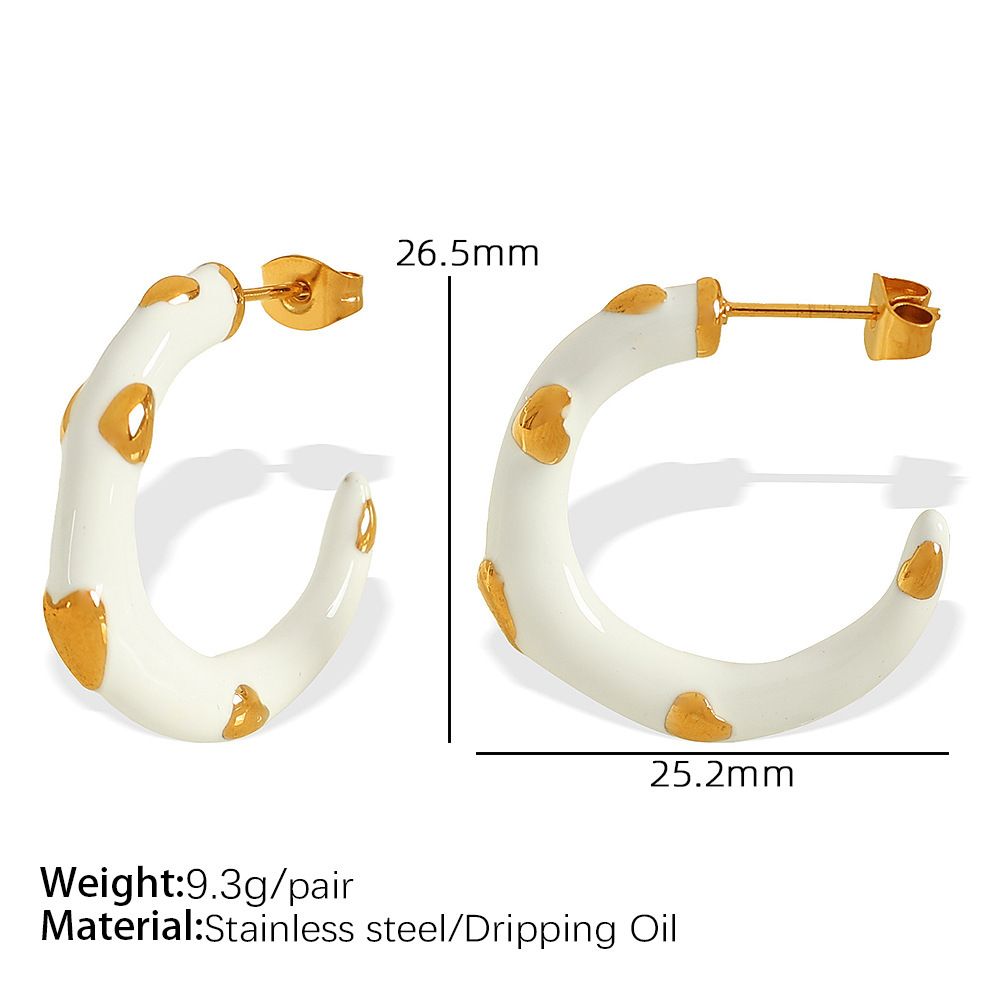 1 Paire De Boucles D'Oreilles Puces Romantiques En Forme De Cœur, En Acier Inoxydable Plaqué Or Pour Femme 