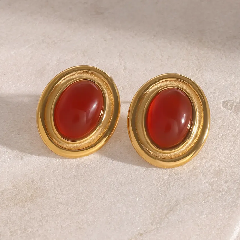 1 Paire De Boucles D'Oreilles À Tige Géométriques Rétro De Luxe, Plaquées Or , Avec Pierres Précieuses Artificielles Pour Femmes 