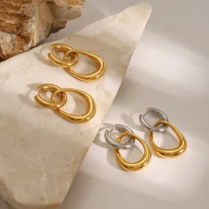 1 Paire De Boucles D'Oreilles Pendantes Géométriques Simples En Acier Inoxydable Plaqué Or Pour Femme h5