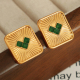 Boucles d'oreilles puces or pierre verte EH725 Image2