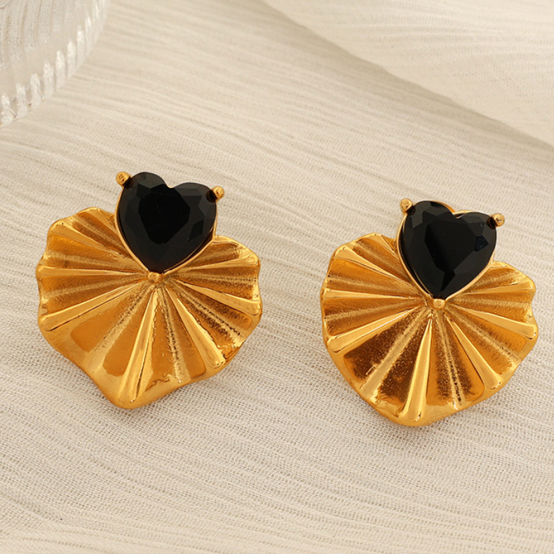 1 Paire De Boucles D'Oreilles À Tige En Acier Inoxydable Plaqué Or  Avec Zircons Pour Femme, Style Rétro, Série Classique 