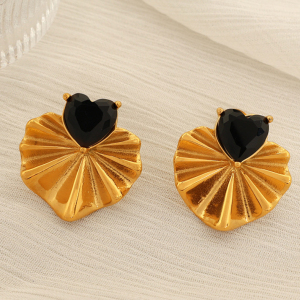 1 Paire De Boucles D'Oreilles À Tige En Acier Inoxydable Plaqué Or  Avec Zircons Pour Femme, Style Rétro, Série Classique h5 