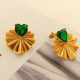 Boucles d'oreilles en or et verre vert EH693 Image2