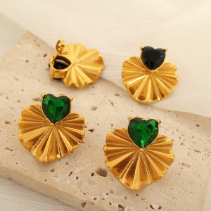 1 Paire De Boucles D'Oreilles À Tige En Acier Inoxydable Plaqué Or  Avec Zircons Pour Femme, Style Rétro, Série Classique h5 Image3