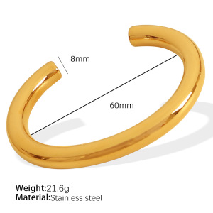 Bracelet Classique En Acier Inoxydable Plaqué Or Pour Femme, Série Simple, Couleur Unie h5