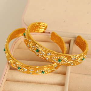 Bracelet Pour Femme En Acier Inoxydable Plaqué Or Avec Zircons, Série Classique, Œil Rétro h5