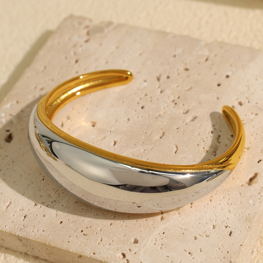 Bracelet Géométrique Simple En Acier Inoxydable Plaqué Or  Pour Femme, 1 Pièce 