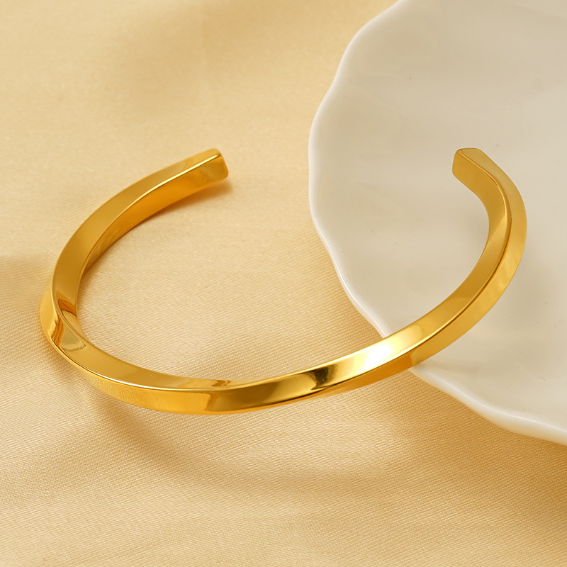 Bracelet Unisexe En Acier Inoxydable Plaqué Or , Série Simple, 1 Pièce 