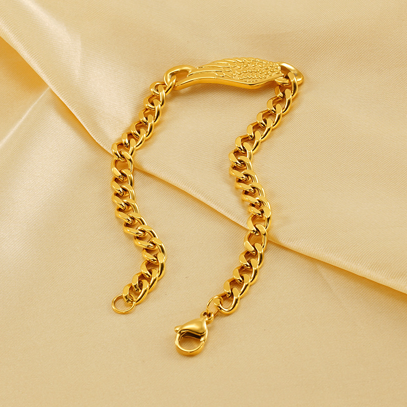 Bracelet Chaîne Unisexe Classique En Acier Inoxydable Plaqué Or , Série Simple, 1 Pièce 
