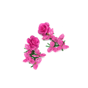Boucles D'Oreilles À Pompons Floraux Et Perles Surdimensionnées (1 Paire) h5 Image6