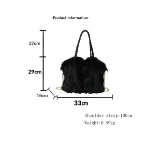 1 Sac Fourre-Tout Luxueux Pour Femme, En Fourrure Plissée, Couleur Unie h5 Image5