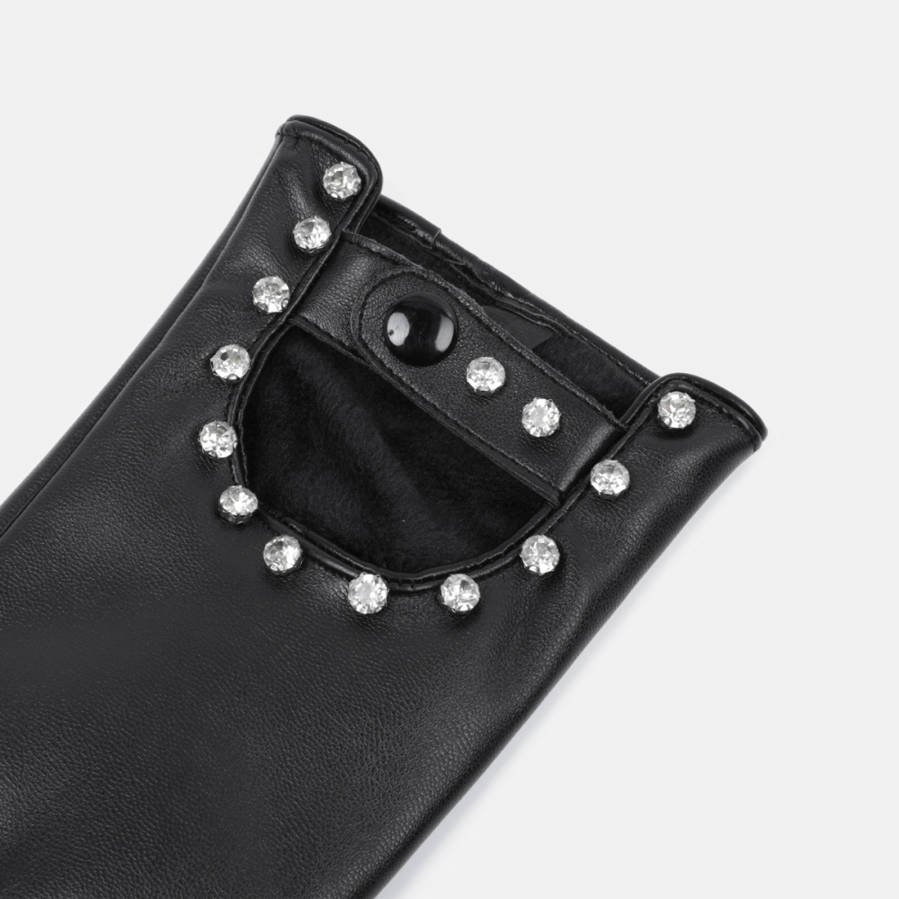 1 Paire De Gants Pour Femmes En Pu Ajouré, Couleur Unie, Style Punk Image4