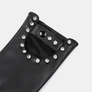 1 Paire De Gants Pour Femmes En Pu Ajouré, Couleur Unie, Style Punk h5 Image4