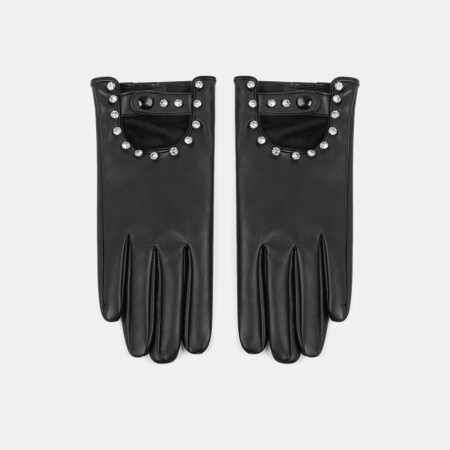 1 paire de gants pour femmes en PU ajouré, couleur unie, style punk