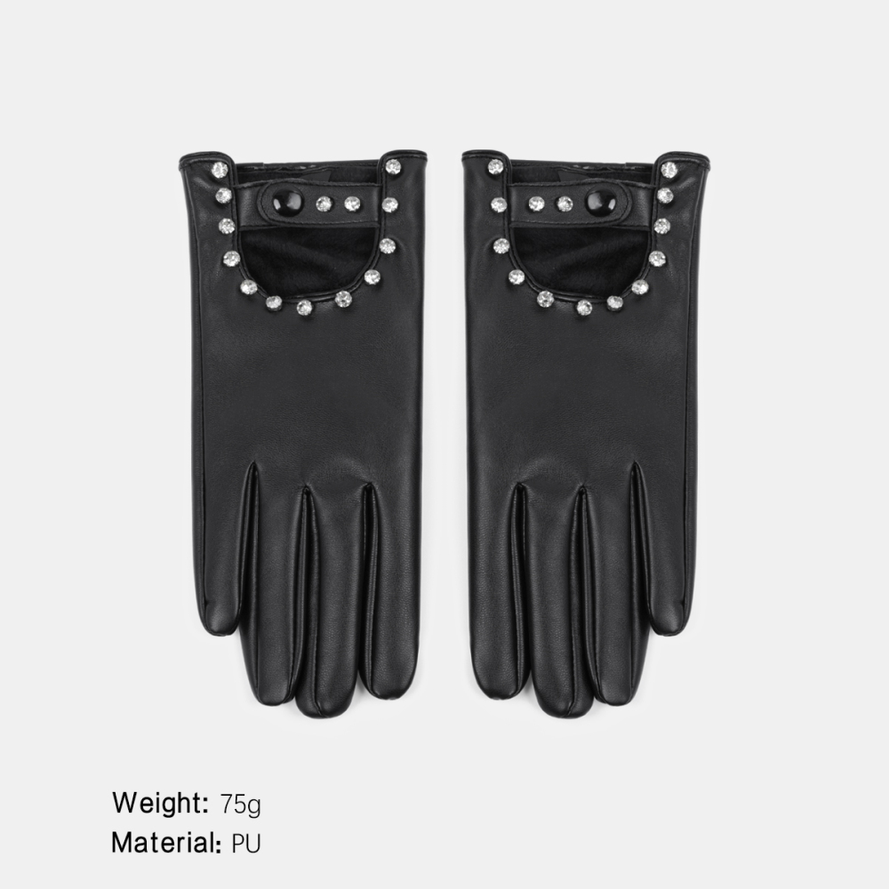 1 Paire De Gants Pour Femmes En Pu Ajouré, Couleur Unie, Style Punk 