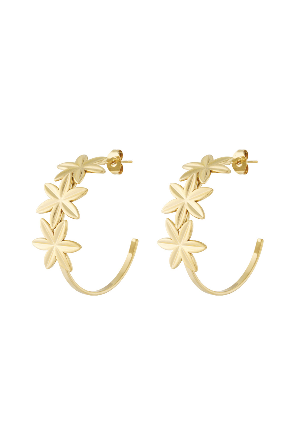 Boucles D'Oreilles Créoles Ornées De Fleurs 