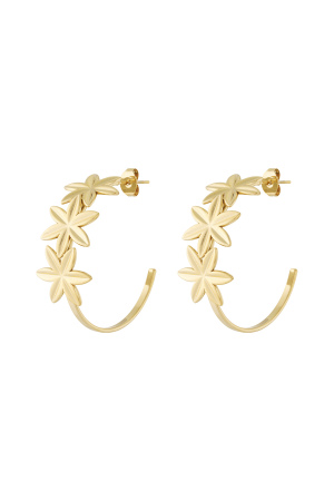 Boucles D'Oreilles Créoles Ornées De Fleurs h5 