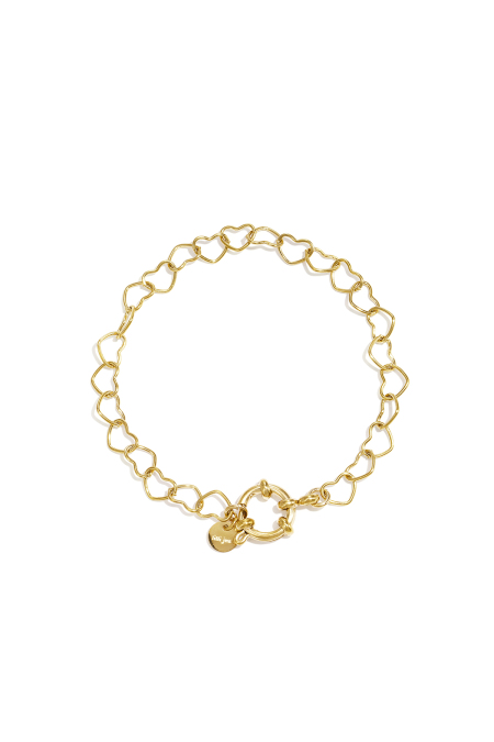 Bracelet avec fermoir avant et maillons en forme de cœur