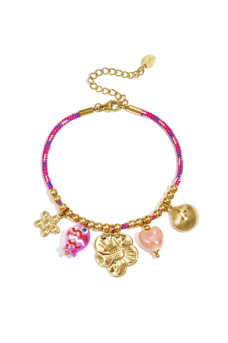 Bracelets à breloques en corde, motif floral, collection romantique décontractée pour le quotidien, bijoux pour femmes