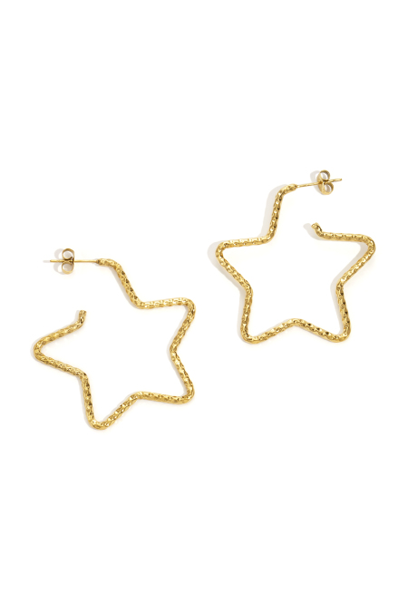 Boucles d'oreilles créoles en acier inoxydable, série Star Casual Daily Simple, bijoux pour femmes