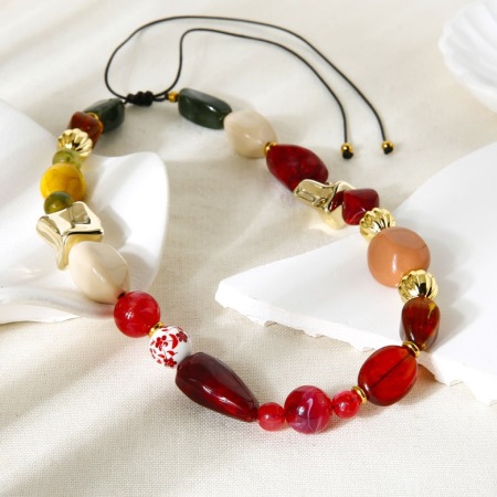 Collier de perles en acrylique de forme irrégulière rétro 1 pièce