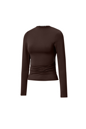 Pull En Nylon Tricoté Femme Manches Longues Basique Couleur Unie h5 Image2