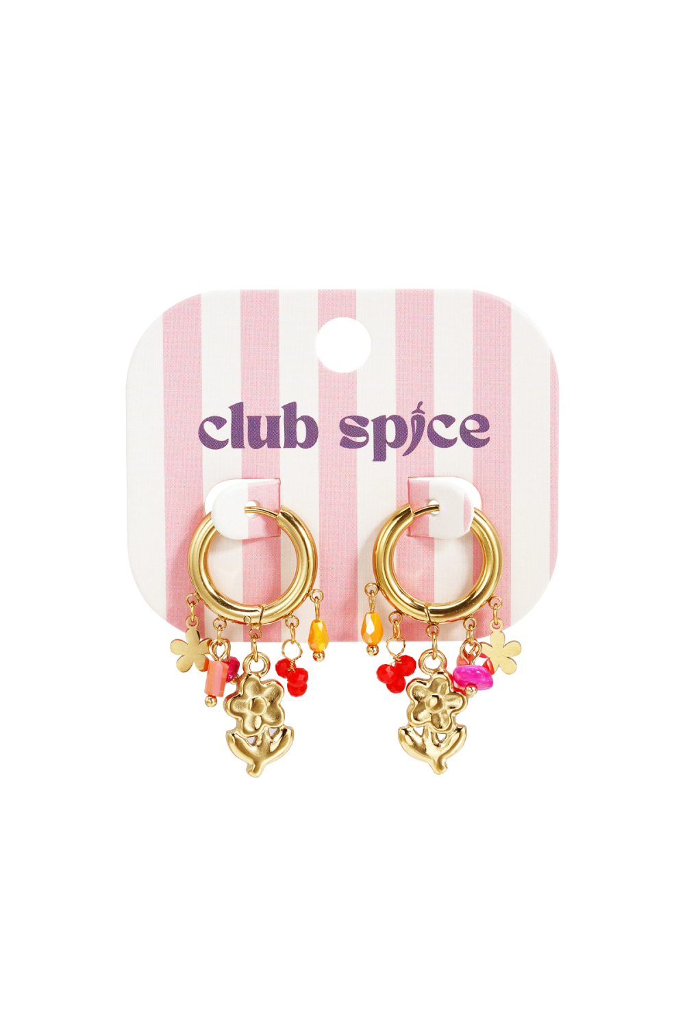 Petites Boucles D'Oreilles Créoles Avec Chaînette Et Perles h5Image3