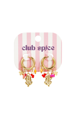 Petites Boucles D'Oreilles Créoles Avec Chaînette Et Perles h5 Image3