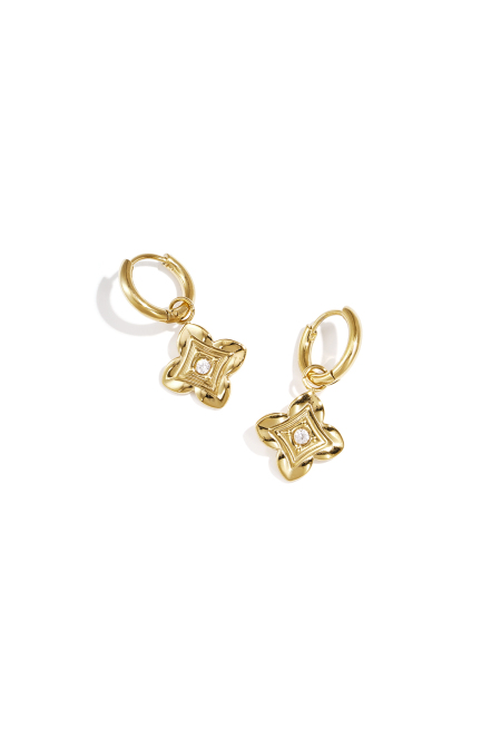 Boucles d'oreilles pendantes en acier inoxydable, motif floral, collection Daily Simple, bijoux pour femmes