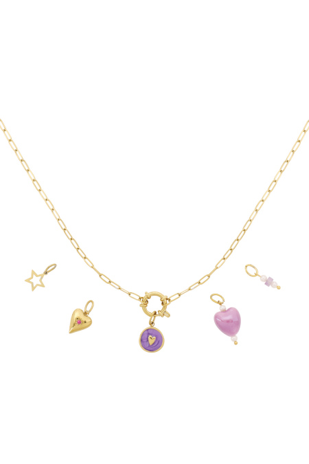 Collier DIY en forme de cœur violet