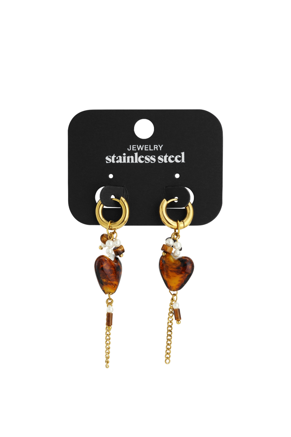 Boucles D'Oreilles Pendantes En Acier Inoxydable, Style Cœur, Décontractées, Simples Et Quotidiennes, Bijoux Pour Femmes (Pack With Plastic Bag) h5Image5