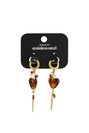 Boucles D'Oreilles Pendantes En Acier Inoxydable, Style Cœur, Décontractées, Simples Et Quotidiennes, Bijoux Pour Femmes (Pack With Plastic Bag) h5 Image5