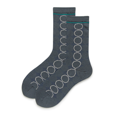 1 paire de chaussettes mi-mollet rétro en coton à blocs de couleurs pour femme
