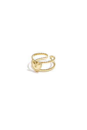 Bague Double Ajustable Avec Cœur h5