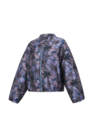 Tissu Polyester Fibre Veste Bomber Femme Casual Imprimé Floral h5 Image2