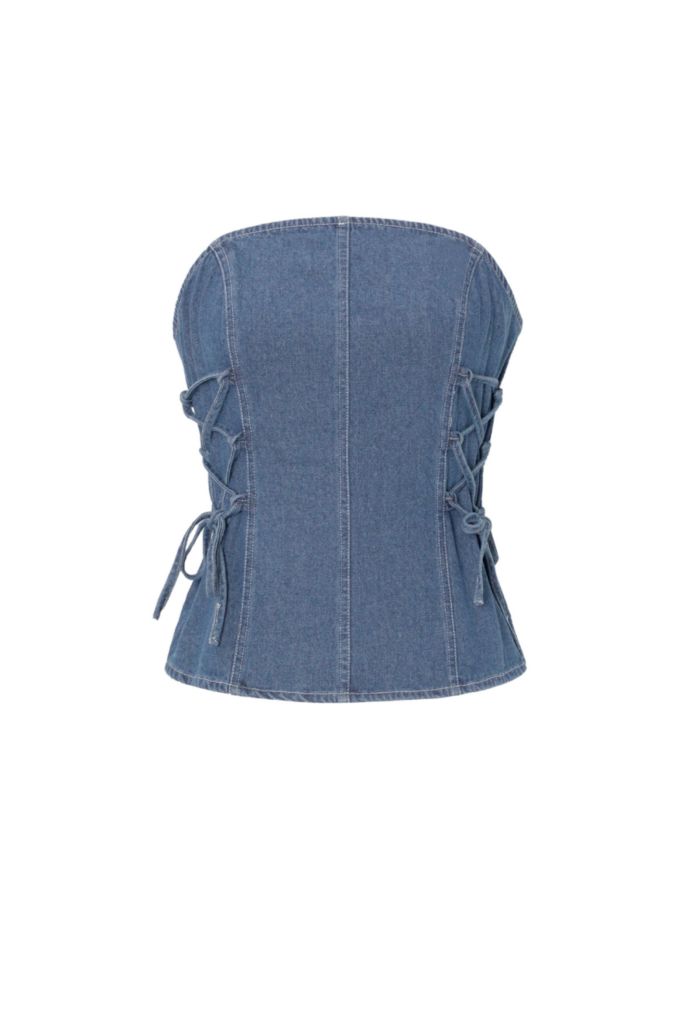 Coton Tissé Haut Femme Sans Bretelles Élégant Couleur Unie Printemps/Été 