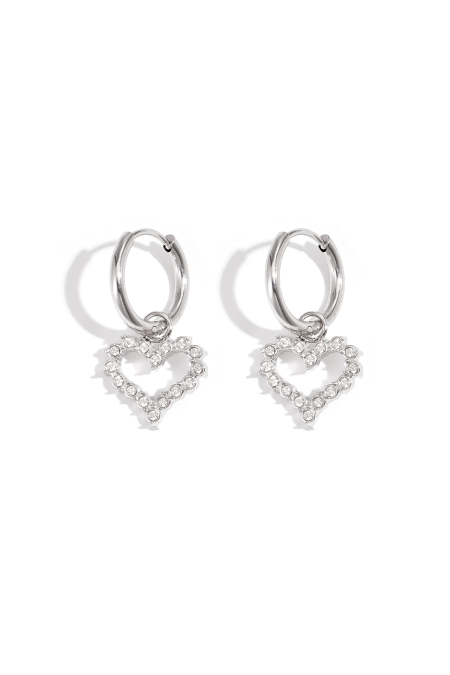 Boucle d'oreille coeur en strass