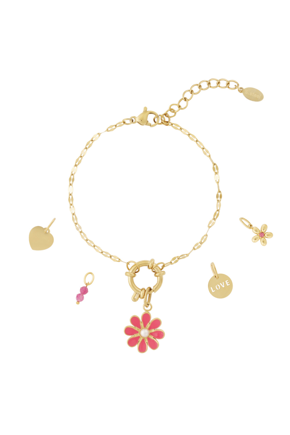 Bracelet Diy Fleur Rouge 