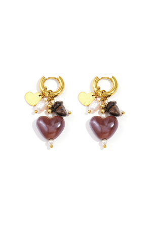 Boucles D'Oreilles Avec Perles Et Breloques En Forme De Cœur h5 Image3