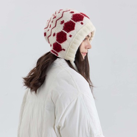 1 chapeau pour femme en polyester motif flocon de neige