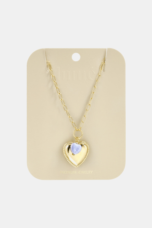 Collier Avec Pendentif En Forme De Cœur Et Perle Sur Une Bague h5 Image4