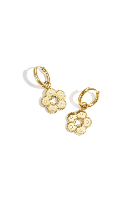 Boucles d'oreilles ornées de pierres en forme de fleur