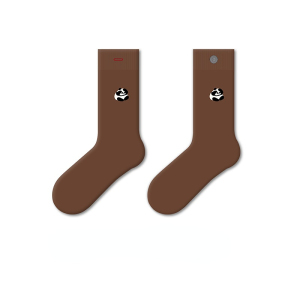 1 Paire De Chaussettes Mi-Mollet Simples En Coton Brodées Avec Dessin Animé h5