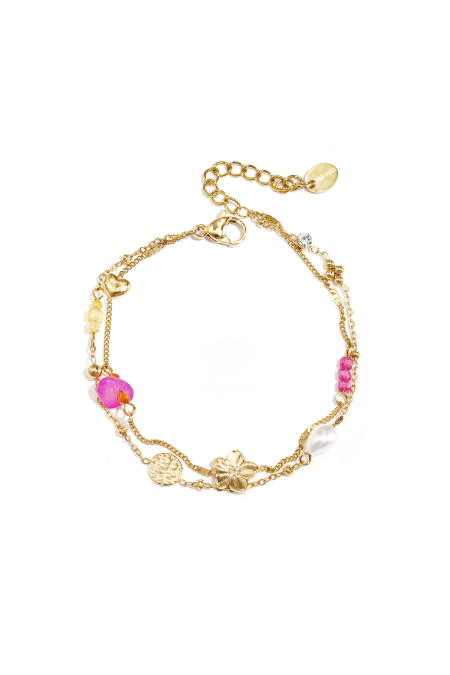 Bracelets à breloques avec pierres, perles et pièces de monnaie