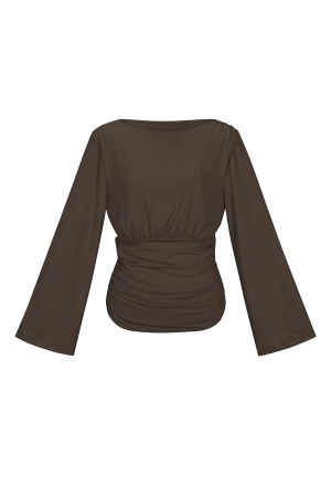 Hauts À Manches Longues En Fibre De Polyester (Polyester), Couleur Unie, Élégants, Coupe Ajustée. h5 Image10