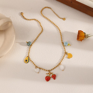 Collier Pendentif Femme Étanche En Acier Inoxydable, Motif Fruit Sucré (1 Pièce) h5 Image3