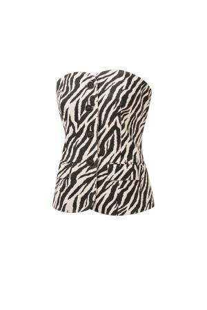 Coton Haut Sans Manches Femme Imprimé Zèbre Boutonnage Avant h5 Image2
