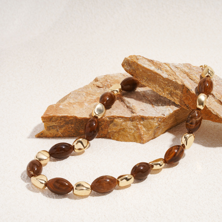 Collier de perles en résine de forme irrégulière rétro 1 pièce 2