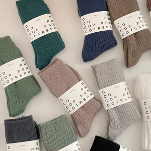 Chaussettes Mi-Mollet À Rayures Verticales Pour Femme, Couleur Unie Et Douce h5 Image3