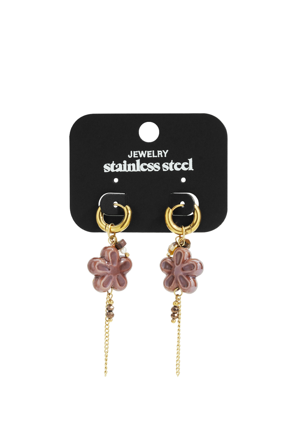 Boucles D'Oreilles Pendantes En Acier Inoxydable, Style Décontracté Et Simple, Série Fleur, Bijoux Pour Femmes Image5